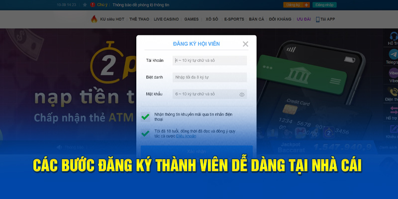 Các bước đăng ký thành viên dễ dàng tại nhà cái