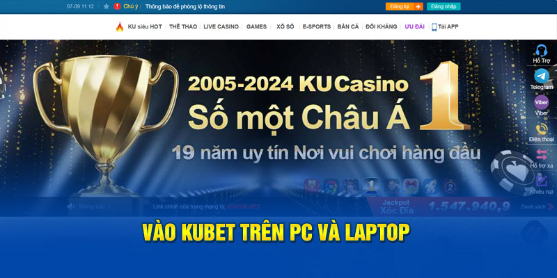 Vào Kubet trên PC và Laptop